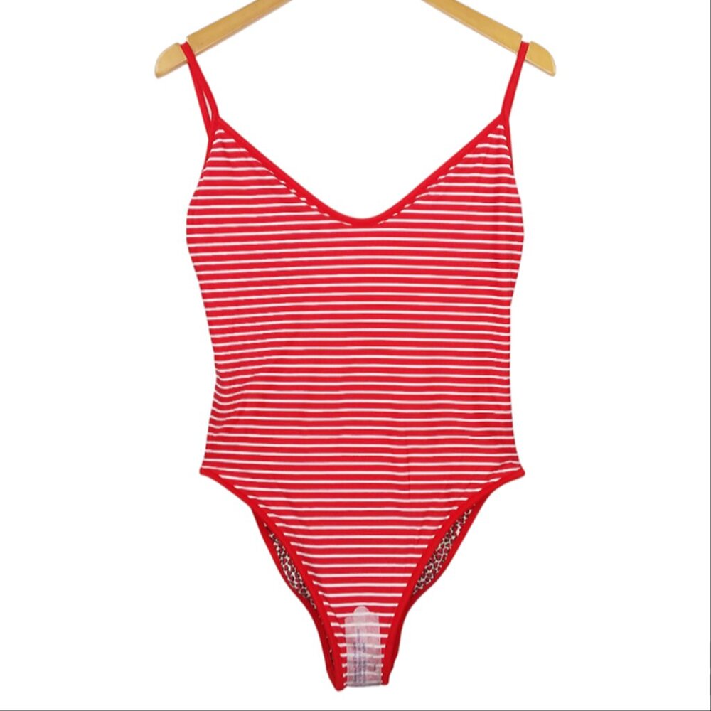 J. Crew Swimsuit One Piece Size 10 Reversible Strawberry Red White Striped NWT - Picture 5 of 9